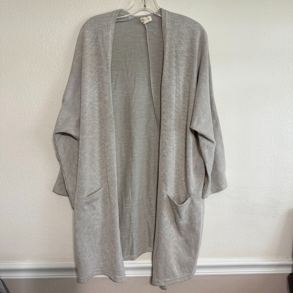 Donni Cardigan Women's Gray Striped Open Front Classic Sweater - One Size